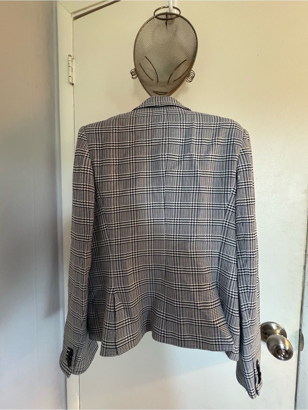 Veronica Beard Navy Plaid Single-Button Blazer Size 12 - Picture 4 of 9